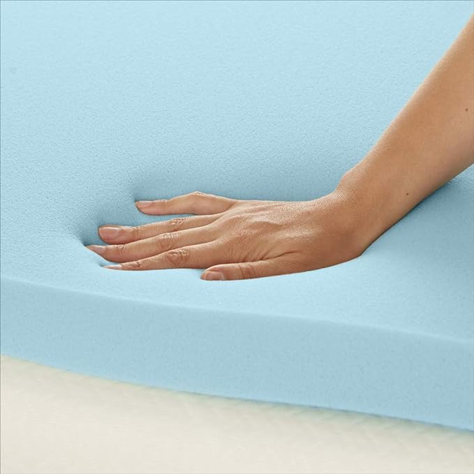 Amazon Basics Twin Mattress Topper, Cooling Gel-Infused, CertiPUR-US Certified, 2 Inches, Blue