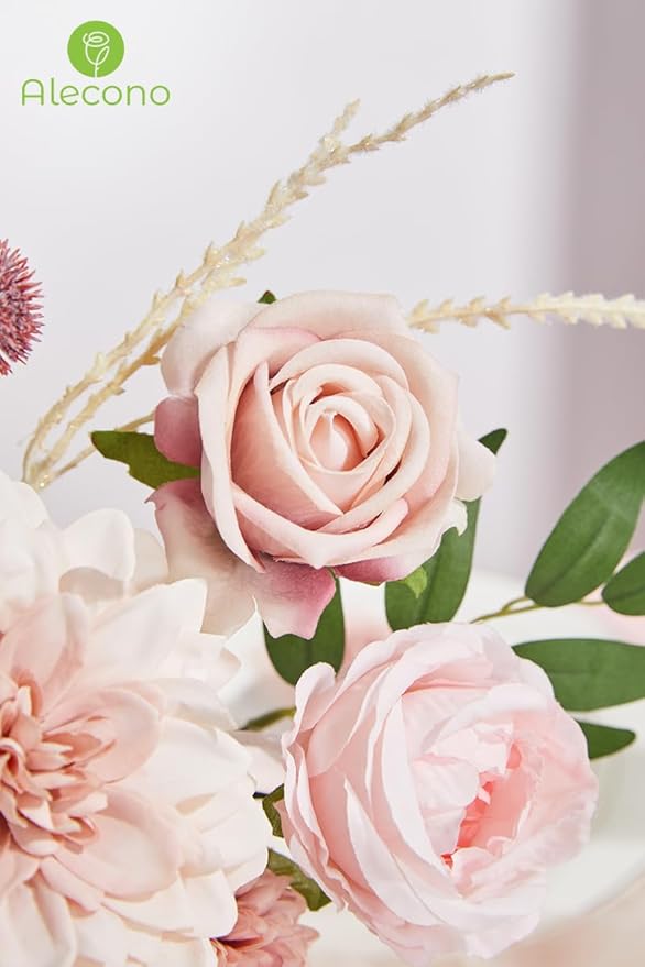 Alecono Artificial Flowers, Dusty Pink Silk Fake Flowers for DIY Wedding Bridal Bouquets, ššš© š¤š š®, Wedding Cake Flowers for Table Centerpieces Baby Shower Birthday Party Home Decorations