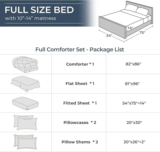 HEVUMYI Rose Gold Full Comforter Set - 7-Piece All Season Bed in a Bag Full, Ultra Soft Bedding Set with Comforter, Flat Sheet, Fitted Sheet, Pillowcases, Pillow Shams