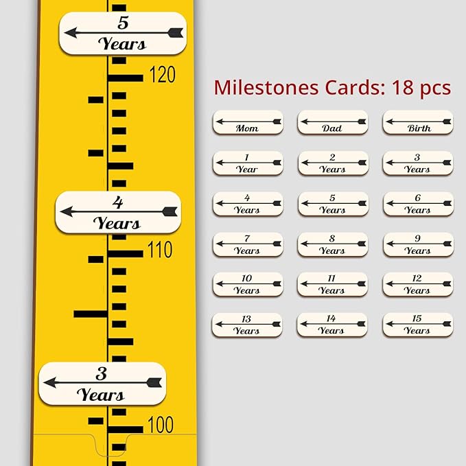 Personalized Growth Chart for Wall, Wooden Height Chart for Kids, Cute Height Measurement for Child/Girls/Boys, Baby and Toddler's Playroom/Kid's Room/Nursery Decor, Elephant
