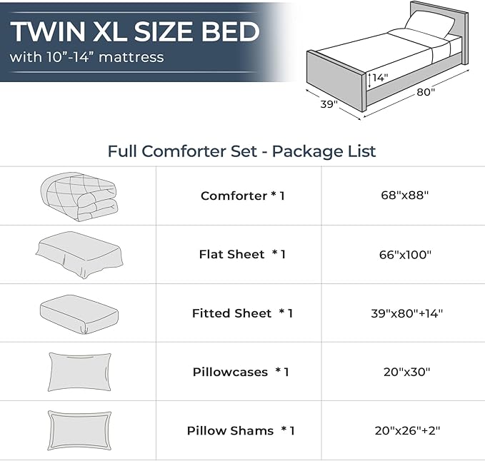 HEVUMYI Purple Twin-XL Comforter Set - 5-Piece All Season Bed in a Bag Twin-XL, Ultra Soft Bedding Set with Comforter, Flat Sheet, Fitted Sheet, Pillowcases, Pillow Shams