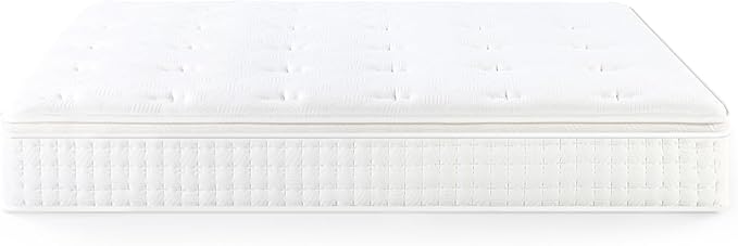 ZINUS 13 Inch Euro Top Pocket Spring Hybrid Mattress, King, Pressure Relief, Pocket Innersprings for Motion Isolation, Mattress in A Box