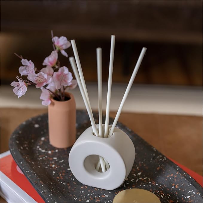 ScentAir Infused Liquidless Reeds | Includes 25 Flameless Reeds and 1 Decorative Vase, White | Essential Oil Aroma Diffuser Sticks | Fresh Spa Scents | Gifting Fragrance | Asian Garden
