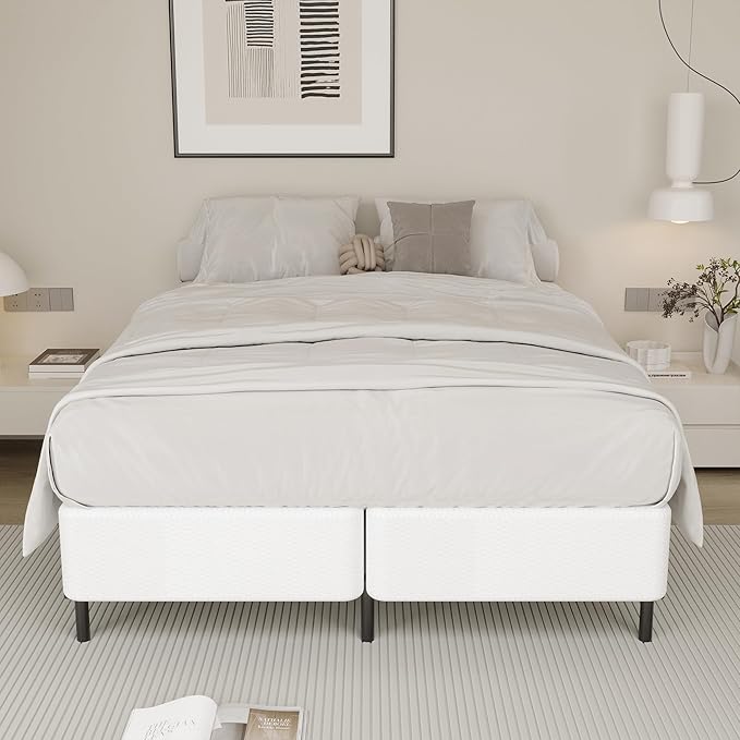 9 Inch Split Full Size Box Spring Metal High Profile Box Spring Full Size Bed with Fabric Cover, Heavy Duty, Mattress Foundation, Easy Assembly, Noise Free