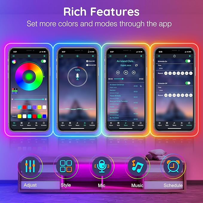 AILBTON 50Ft Neon Rope Lights,Flexible Led Rope Lights Control with App/Remote,Multiple Modes Rope Lights,IP65 Outdoor RGB Led Neon Light Waterproof,Music Sync Gaming