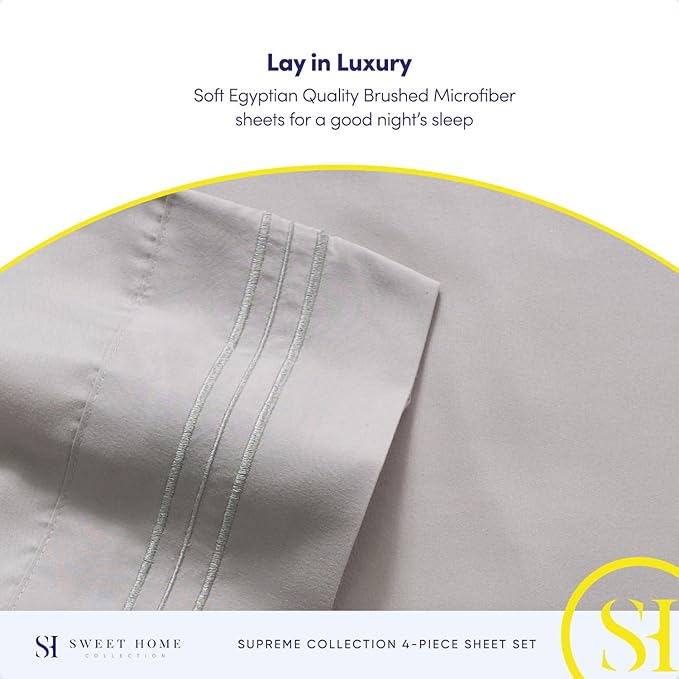 Twin Sheets - Breathable Luxury Sheets with Full Elastic & Secure Corner Straps Built In - 1800 Supreme Collection Extra Soft Deep Pocket Bedding Set, Sheet Set, EXTRA DEEP pocket - Twin, Silver