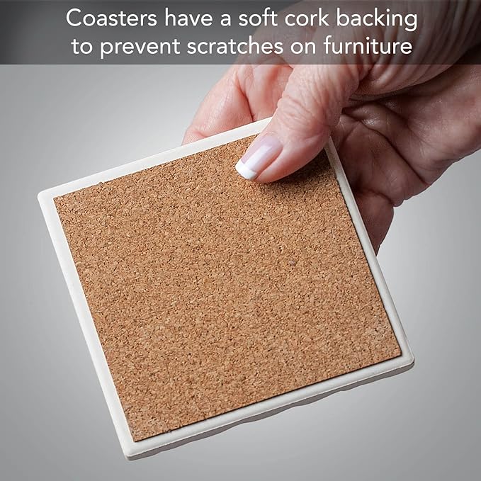 Thirstystone Merry Lodge Creatures 4 Pack Assorted Tumbled Tile Stone Coasters with Protective Cork Backing 4" Square Manufactured in The USA