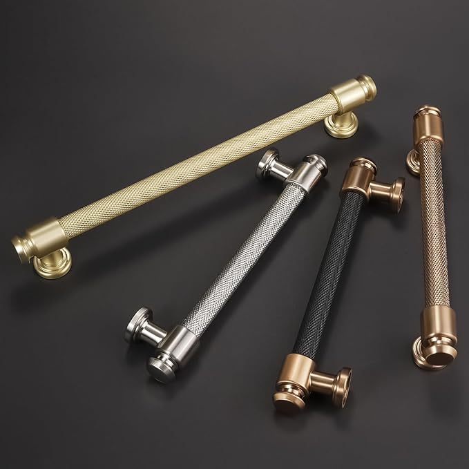 10 Pack 5 inch(128mm) Brushed Satin Nickel Kitchen Cabinet Handles Knurled Cabinet Pulls Silver Drawer Pulls Kitchen Cabinet Hardware
