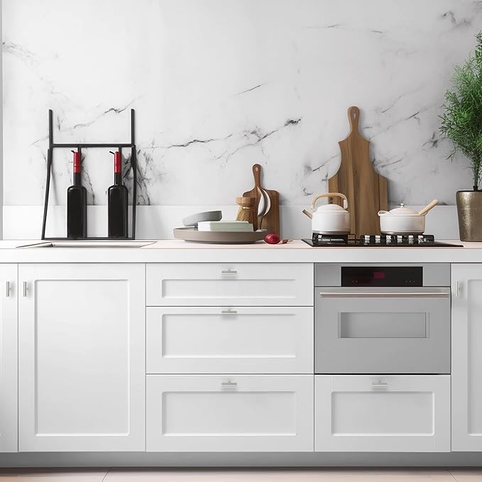 3 Pack Brushed Nickel Cabinet Knobs - Kitchen Cabinet Knobs Silver Cabinet Pulls for Kitchen Cabinet Drawer Stainless Steel Dresser Knobs for Cabinet Hardware 2in Length Single Hole T Bar