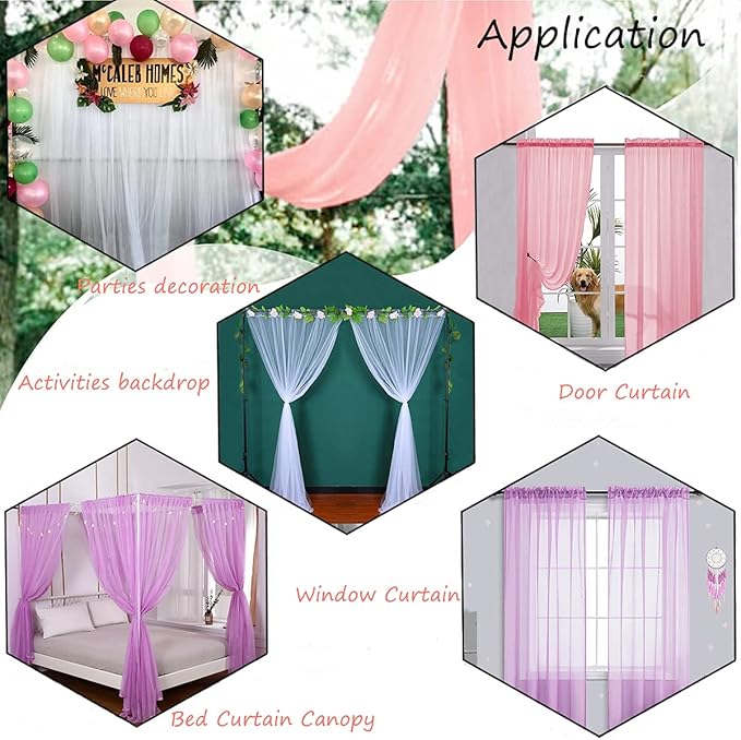 Akiky Canopy Bed Curtains 8 Panel Bed Curtains Drapes for King Size Bed Sheer Canopy Bed Drapes with Lights(Khaki)
