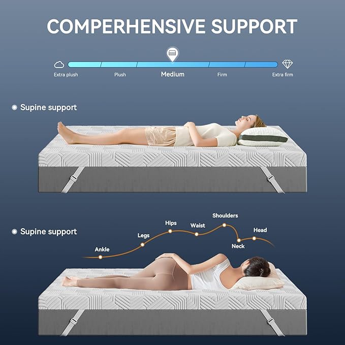 ELEMUSE 4 Inch Gel Memory Foam Mattress Topper Cal King Size Pressure-Relieving Mattress Topper for Back Pain,Non-Slip Design with Removable & Washable Cover, CertiPUR-US