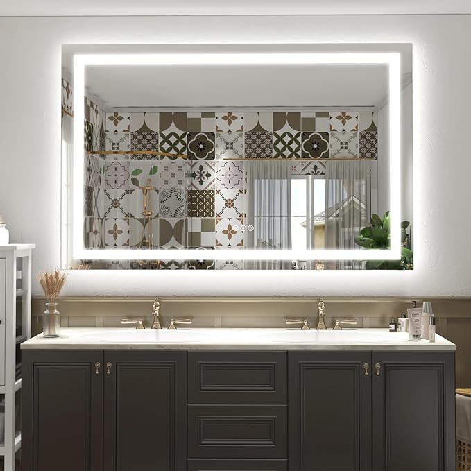 Led Lighted Mirror for Bathroom Wall 72X36, Large Vanity Mirror with Lights, Dimmable, Anti-Fog, ETL Listed (Front lit and Backlit)