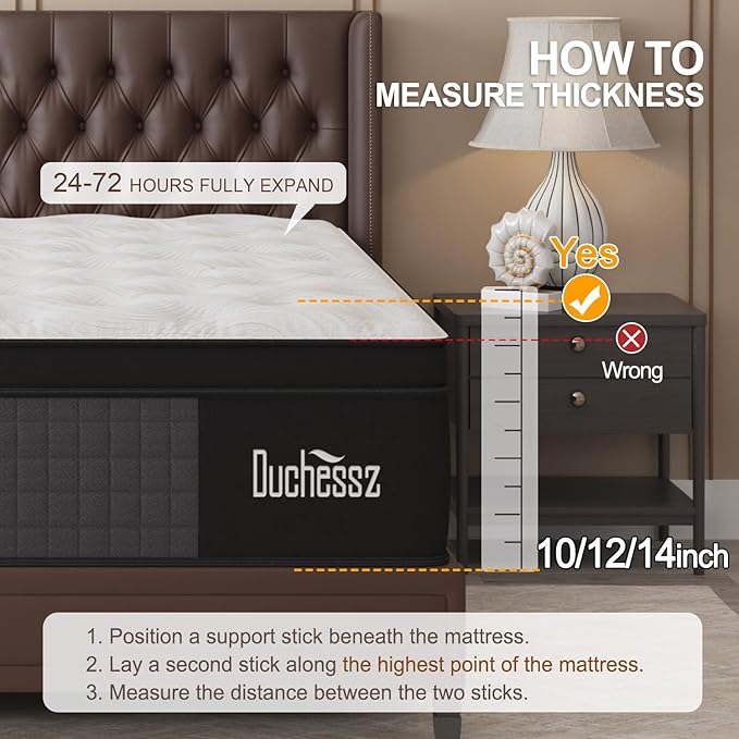 Twin Mattress, 12 Inch Hybrid Mattresses Eurotop with Gel Memory Foam,Motion Isolation Individually Wrapped Pocket Coils Breathable Comfort Soft Pressure Relief 100 Night Trial