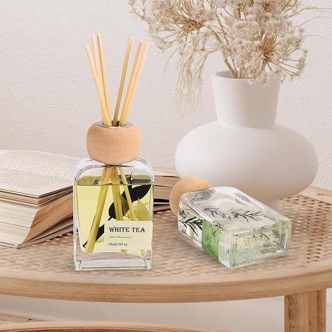 Reed Diffusers for Home, Bamboo Rain Scent 100ml (3.38oz) | Long-Lasting Natural Scented Oil for Use in Home, Bathroom, Office & Room Decor | Aromatherapy Air Freshener