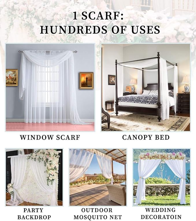 Warm Home Designs Sage Green Sheer Window Scarf. All Valance Scarfs are 54 X 216 Inches. Great As Wedding Arch Draping Fabric, Bed Canopy Or for Decorative Project. AM Sage 216