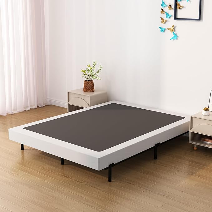 7 Inch Full Size Box Spring Bed Base, Low Profile Metal Boxspring Full Size with Fabric Cover, 3000 Lbs Max Weight Capacity Mattress Foundation, Noise-Free, Easy Assembly