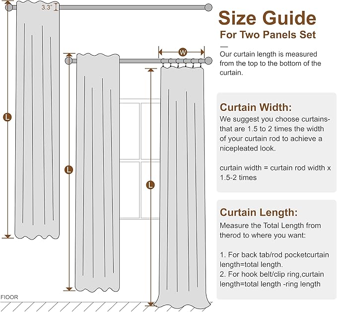 KangBang Blackout Window Curtain Panels 72 Inches Long for Bedroom, Linen Textured Energy Efficient Nordic Light Grey Back Tab Drapes, Blocks 100% Light for Dining Room(Greyish White,52x72,2 Panels)