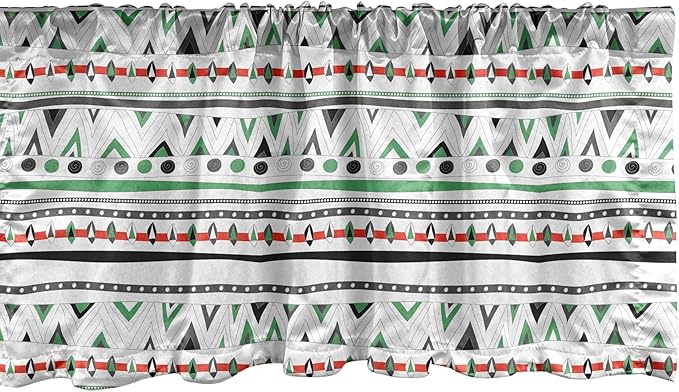 Ambesonne Tribal Window Valance, Style Traditional Aztec Pattern Old Fashioned Hippie Boho Influences, Curtain Valance for Kitchen Bedroom Decor with Rod Pocket, 42" x 18", Sea Green