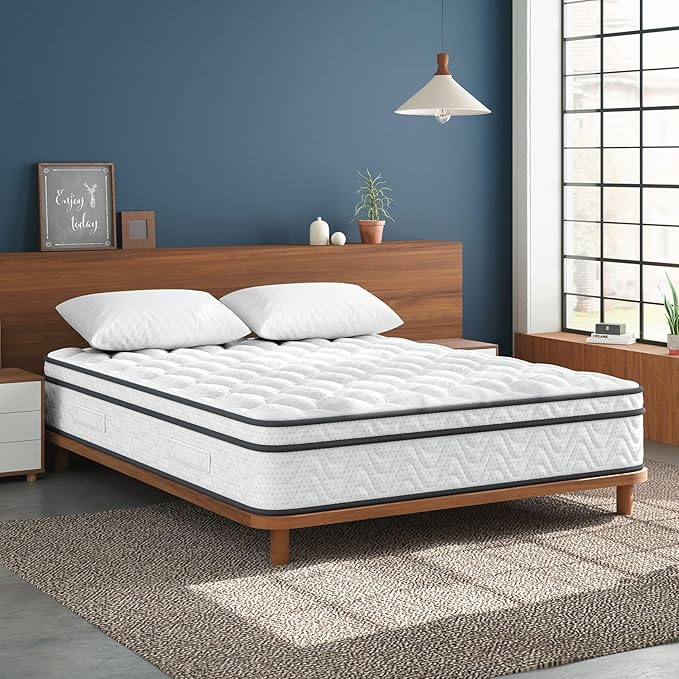 Vesgantti Mattress Full Size 8 Inch, Fiberglass-Free | Cool Sleep Hybrid Double Mattress in a Box - Memory Foam & Pocket Springs, Ergonomic Design, Pressure Relief, Medium Firm Feel, 54"×75"×8"