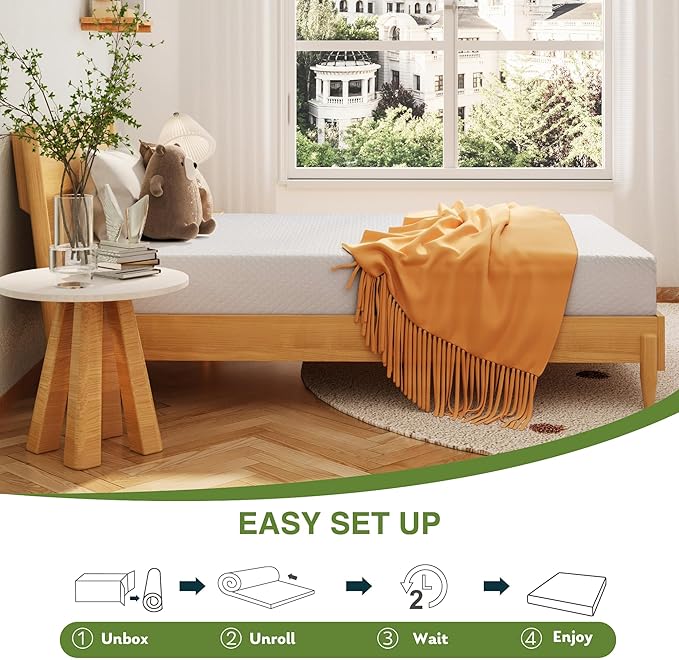 EGOHOME Full Size Memory Foam Mattress, 12 Inch Bed Mattress in a Box with Cooling Green Tea Gel, Relieve Pressure with Medium Support, CertiPUR-US Certified, 75''L x 54''W, White