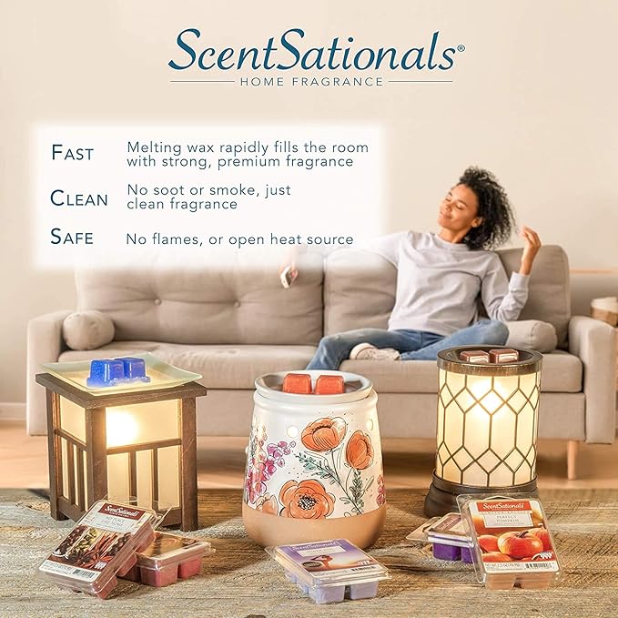 Scentsationals Wax Melt Warmer, for Scented Wax Melts - Christmas Holiday Collection Let It Snow - Fragrance Cubes and Tarts