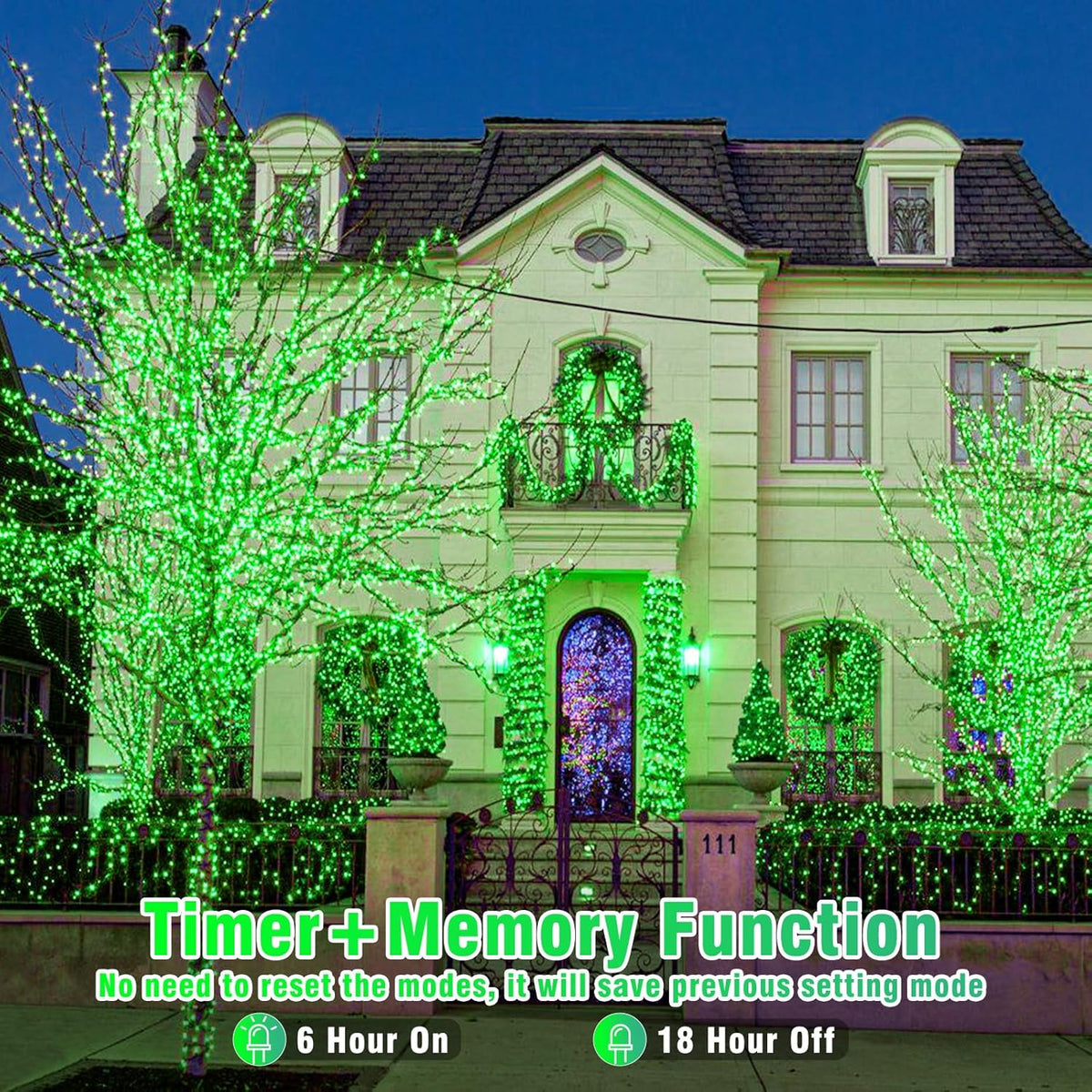Vivideal 200 LED String Lights Indoor 66FT Green Christmas Lights Outdoor | Connectable Twinkle Fairy Lights Plug in 8 Modes Clear Wire for Classroom Xmas Tree Decorations