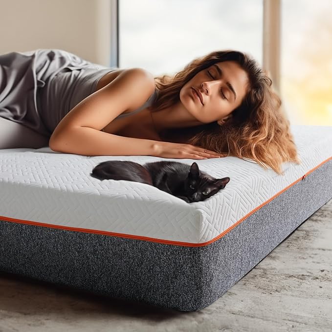 Marsail 8 Inch Twin Size Mattress, Cooling Gel Memory Foam, Fiberglass Free Breathable Cooling Bed Twin Mattress, Medium-Firm in A Box