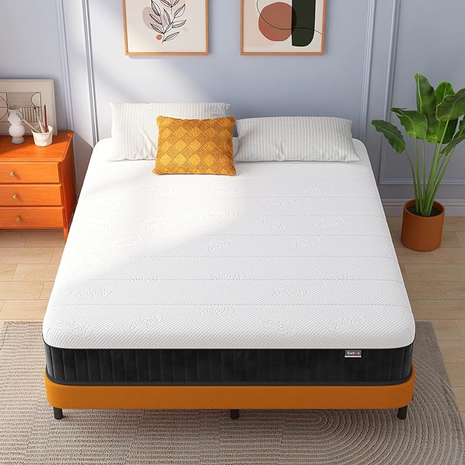 Swbvs Double Mattress,12 Inch Full Size Hybrid Mattresses, Full Bed Matress in a Box, Pressure Relief & Fiberglass Free, Firm Mattress Double Size