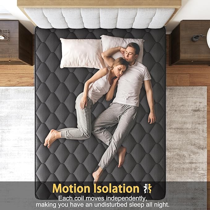 Twin Mattress, 10 Inch Hybrid Mattresses Euro Top Medium Firm for Back & Lumbar Support,Individual Pocket Spring Bed for Motion Isolation & Pressure Relief