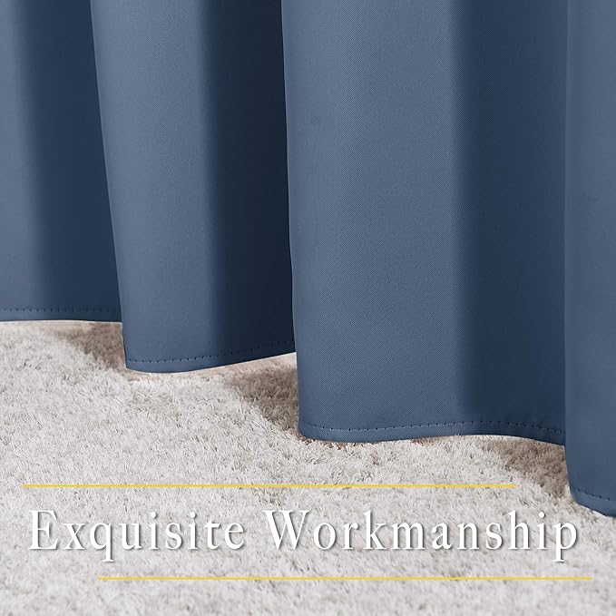 NICETOWN Stone Blue Curtains 96 inches Long, Grommet Thermal Insulated Blackout Curtains Privacy Window Treatments for Boys Room/Living Room, W46 x L96, 2 Panels