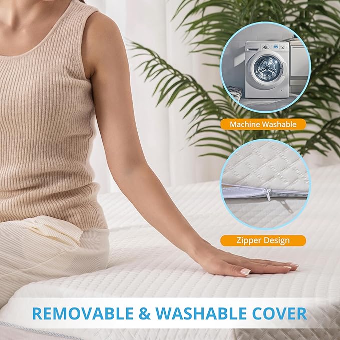 EGO Gel Memory Foam Mattress Topper, 2 Inch Cal King with Removable Breathable Soft Cover, Cooling Bed Topper for Comfort Body Support & Pressure Relief, CertiPUR-US Certified