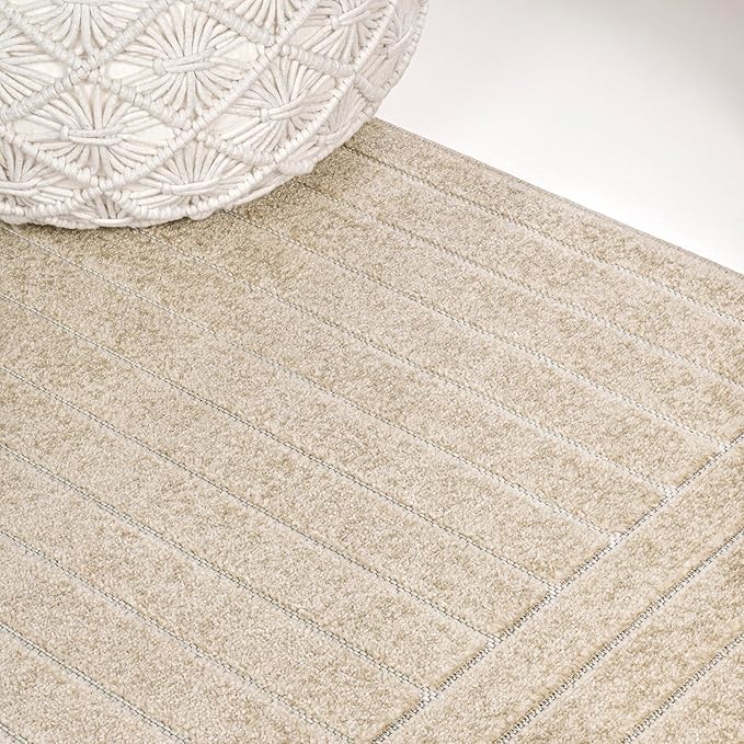 Eyely NCS101E-5 Odense High-Low Minimalist Angle Geometric Beige/Cream 5 ft. x 8 ft. Indoor/Outdoor Area Rug, for Home, Backyard, Patio, Porch, Bedroom, Kitchen, Living Room