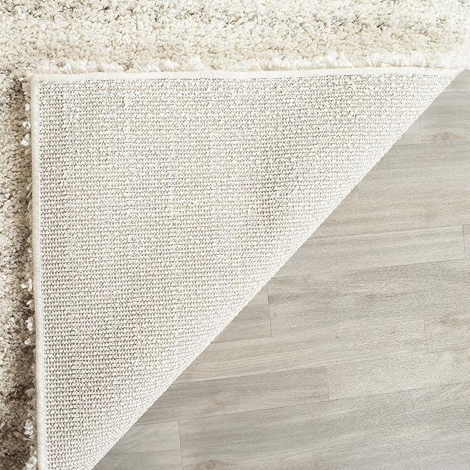 SAFAVIEH Arizona Shag Collection Area Rug - 5'1" Square, Ivory & Beige, Moroccan Design, Non-Shedding & Easy Care, 1.6-inch Thick Ideal for High Traffic Areas in Living Room, Bedroom (ASG741A)