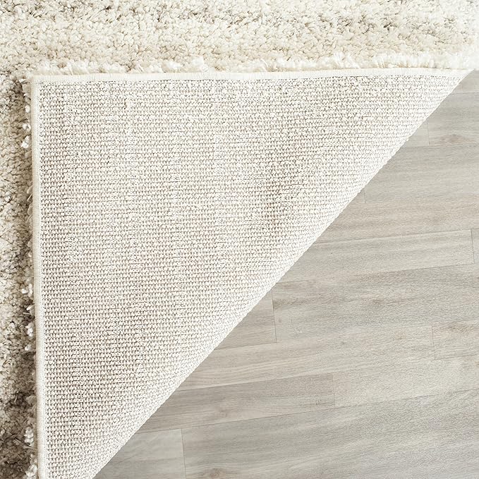 SAFAVIEH Arizona Shag Collection Accent Rug - 4' x 6', Ivory & Beige, Moroccan Design, Non-Shedding & Easy Care, 1.6-inch Thick Ideal for High Traffic Areas in Entryway, Living Room, Bedroom (ASG741A)