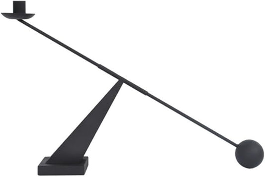 Black Metal Modern Taper Candlestick Holders,Creative Geometric Line Simple Candle Stands Decorative,Long Decorative Candle Holders for Table Centerpiece (Black)