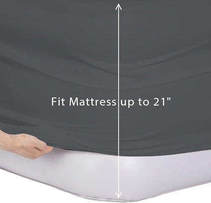 Bedecor Air Bed Sheets for Mattress Cover Removable Bed and Elastic Band Super Soft and Breathable & Deep up to 21" Dark Gray Twin