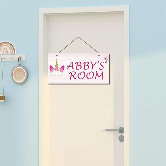 Personalized Signs Unicorn Sign, Wall Decor for Girls Room, Funny Colorful Wall Décor for Kids Room Bedroom Playroom Nursery Boys Room Little Man Cave