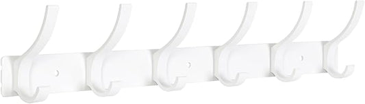 Coat Rack Wall Mount, Coat Hook Wall Mount, Wall Hooks for Hanging, Hat Rack for Walls, Coats Hanger with 12 Hook, Towel Hooks for Bathrooms (1 Pack, White)