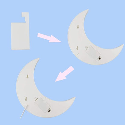 Pooqla Decorative LED Crescent Moon Marquee Sign - Moon Marquee Letters LED Lights - Nursery Night Lamp Gift - Ramadan Decorations for Home(White)
