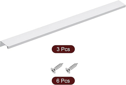 uxcell Cabinet Finger Edge Pull, 3pcs 400mm / 15.75" Aluminum Alloy Back Mount Hidden Cabinet Pulls Concealed Handle for Home Kitchen Drawer Cabinet, Silver