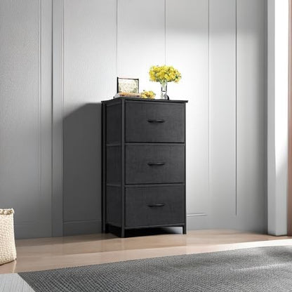 AODK Dresser for Bedroom Nightstand Small Dressers Chest of Drawers End Table for Living Room, Closet Dresser with 3 Storage Drawers Organizer Clothes, Black