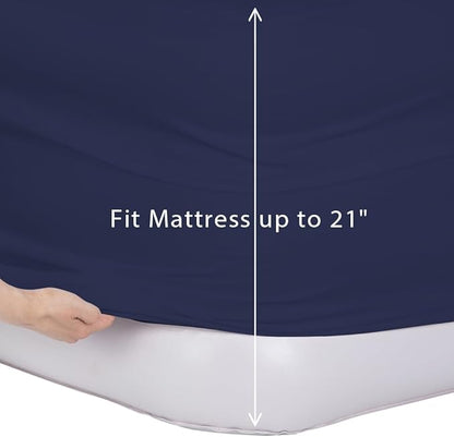 Bedecor Air Bed Sheets for Mattress Cover Removable Bed and Elastic Band Super Soft and Breathable & Deep up to 21" Blue Queen
