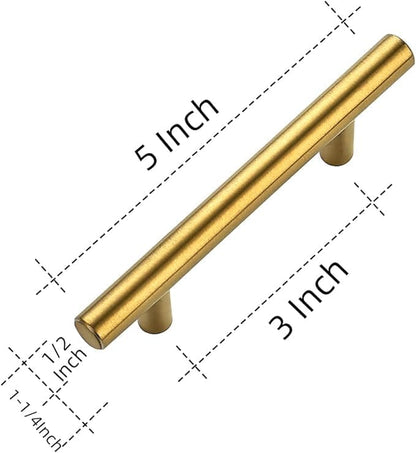 Ravinte 55 Pack 5 Inch Cabinet Pulls Brushed Brass Stainless Steel Kitchen Drawer Pulls Cabinet Handles 5”Length, 3” Hole Center