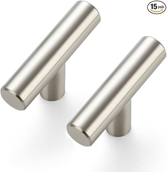 JOY DECOR 15 Pack Cabinet Knobs, Brushed Nickel Cabinet Handles, 2in Kitchen Cabient Knobs, Single Hole Drawer Knobs for Dresser Drawers