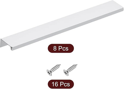 uxcell Cabinet Finger Edge Pull, 8pcs 250mm / 9.84" Aluminum Alloy Back Mount Hidden Cabinet Pulls Concealed Handle for Home Kitchen Drawer Cabinet, Silver