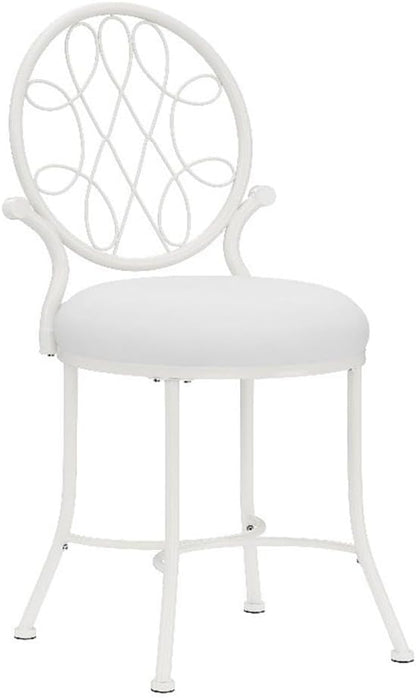 Hillsdale O'Malley Metal Vanity Stool for Makeup Room or Bathroom, White