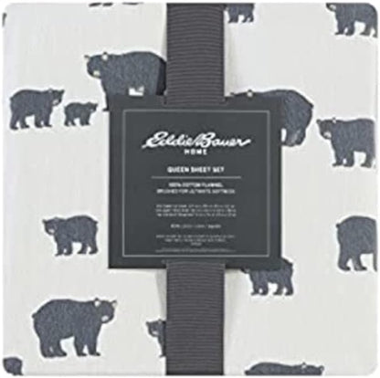 Eddie Bauer - Sheets, Cotton Flannel Bedding Set, Brushed for Extra Softness, Cozy Home Decor (Beacon Hill Ivory, King)