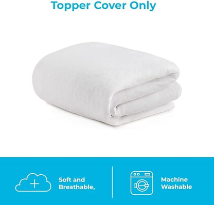 Linenspa 2 Inch Mattress Topper-Cover Queen-Cover Only-Machine Washable – Breathable – Non Slip – with Zipper,White