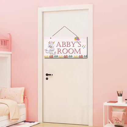 Personalized Signs Unicorn Sign, Lovely Quirky And Unique Unicorn Girls Room Sign Unicorn Rainbow Wall Decor for Kids Room Baby Nursery Boys Bedroom Little Man Cave
