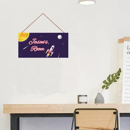 Personalized Airship Sign Funny Aerospace Themed For Kids Room Door Decor,Custom Name Universe Wall Decor Decorative Plate for Nursery Girls Room Boys Bedroom Baby Children
